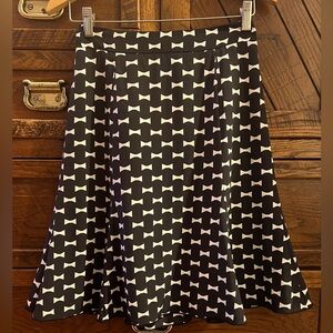 Kate Spade New York Black/White Bow Tie Flirt Skirt the rules Silk Blend Skirt 0
